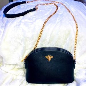 Black Faux Leather crossbody